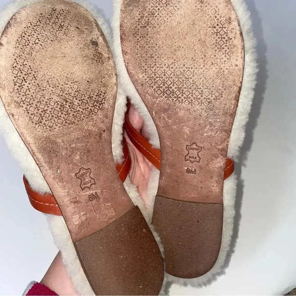 Tory Burch Shearling Miller Calf Leather Sandals In Desert Spice Size 8 - Picture 8 of 8